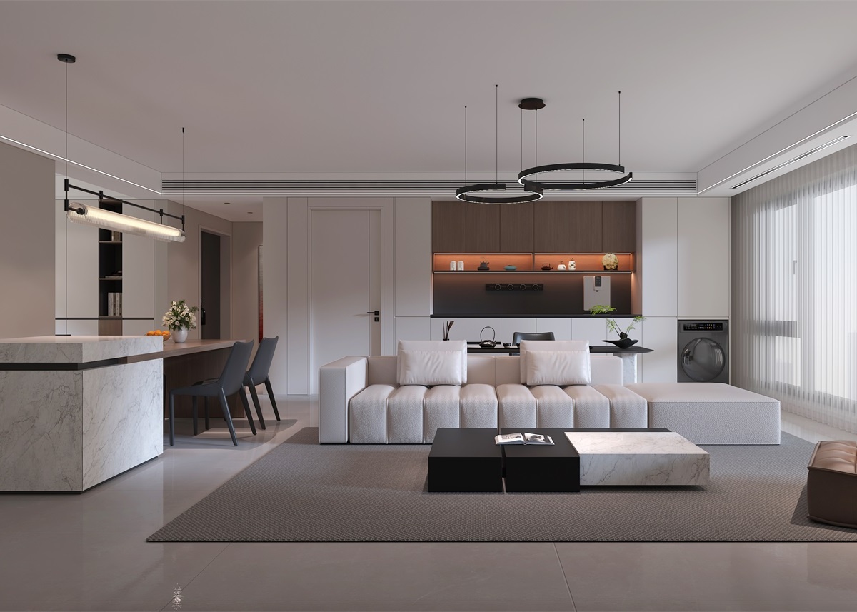 中恒央御143㎡ | 大橫廳+客餐一體+開(kāi)放書房，他家這通透感絕了！